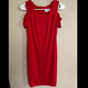 Red Calvin Klein cold shoulder dress size 2